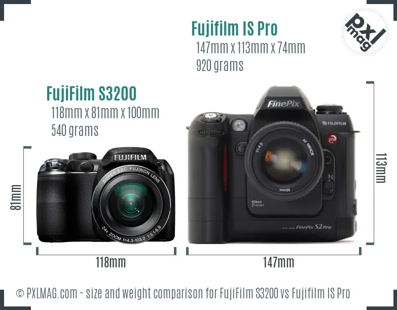 FujiFilm S3200 vs Fujifilm IS Pro size comparison FujiFilm S3200 vs Fujifilm IS Pro size comparison