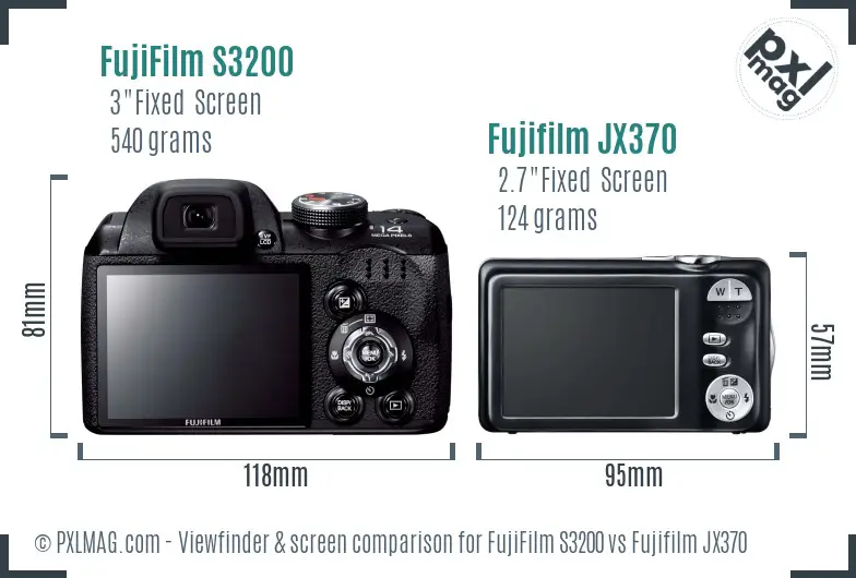 FujiFilm S3200 vs Fujifilm JX370 Screen and Viewfinder comparison