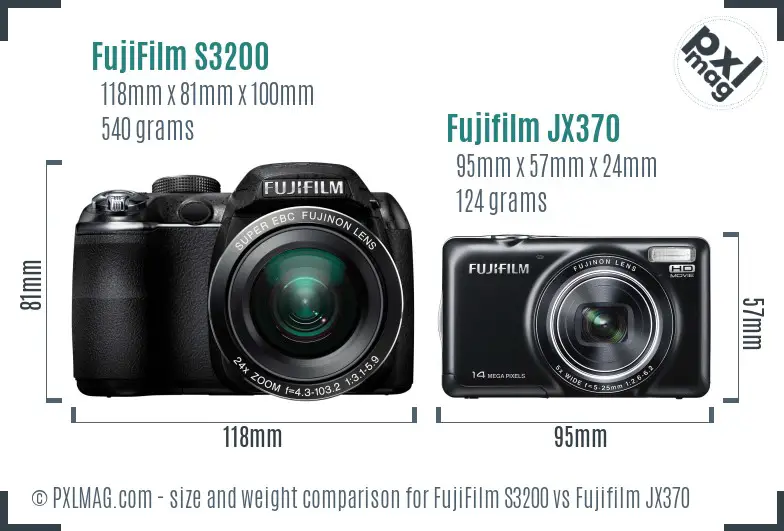 FujiFilm S3200 vs Fujifilm JX370 size comparison