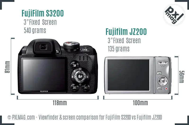 FujiFilm S3200 vs Fujifilm JZ200 Screen and Viewfinder comparison FujiFilm S3200 vs Fujifilm JZ200 Screen and Viewfinder comparison
