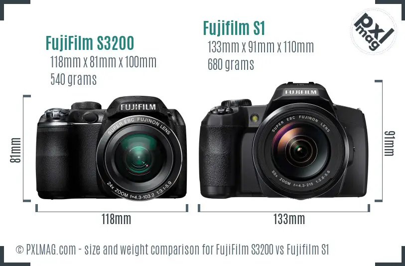 FujiFilm S3200 vs Fujifilm S1 size comparison