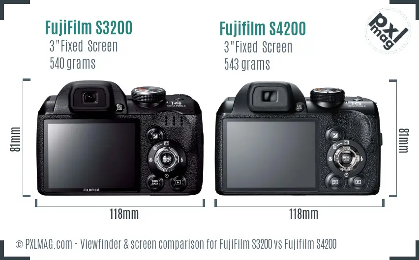 FujiFilm S3200 vs Fujifilm S4200 Screen and Viewfinder comparison