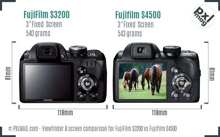 FujiFilm S3200 vs Fujifilm S4500 Screen and Viewfinder comparison