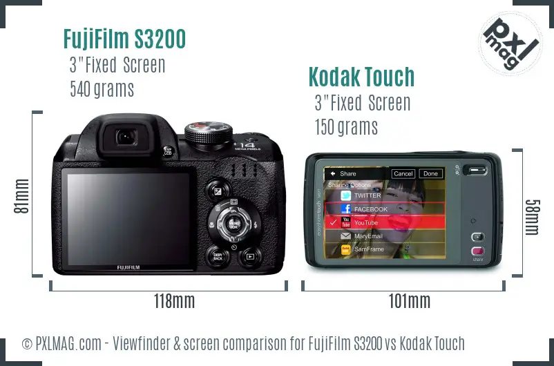 FujiFilm S3200 vs Kodak Touch Screen and Viewfinder comparison