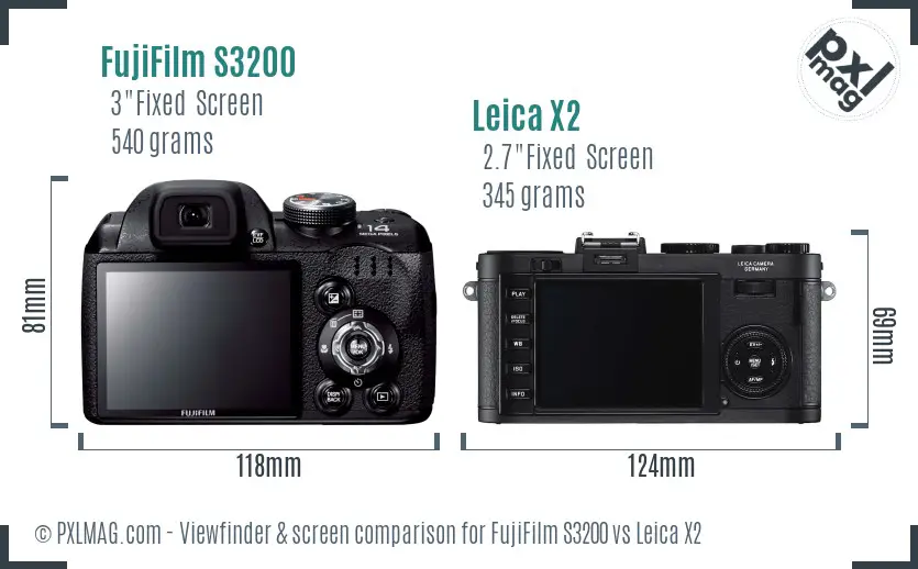 FujiFilm S3200 vs Leica X2 Screen and Viewfinder comparison