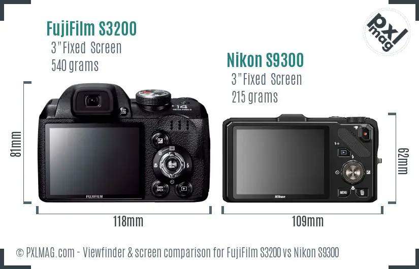 FujiFilm S3200 vs Nikon S9300 Screen and Viewfinder comparison FujiFilm S3200 vs Nikon S9300 Screen and Viewfinder comparison