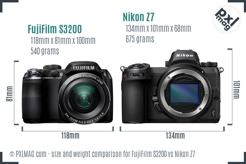 FujiFilm S3200 vs Nikon Z7 size comparison FujiFilm S3200 vs Nikon Z7 size comparison
