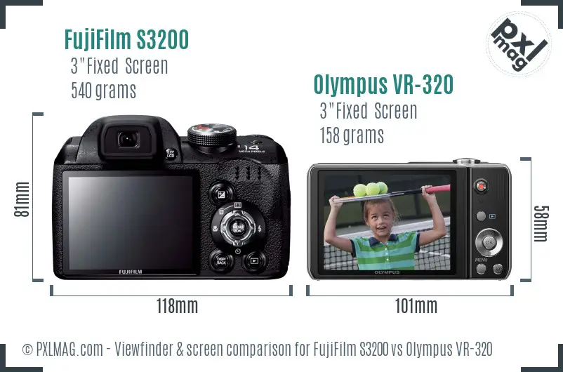 FujiFilm S3200 vs Olympus VR-320 Screen and Viewfinder comparison FujiFilm S3200 vs Olympus VR-320 Screen and Viewfinder comparison