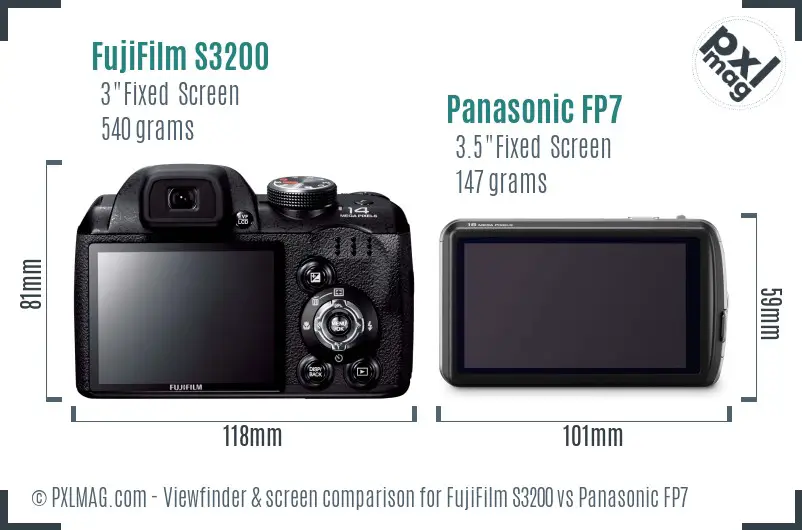 FujiFilm S3200 vs Panasonic FP7 Screen and Viewfinder comparison