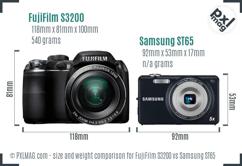 FujiFilm S3200 vs Samsung ST65 size comparison FujiFilm S3200 vs Samsung ST65 size comparison
