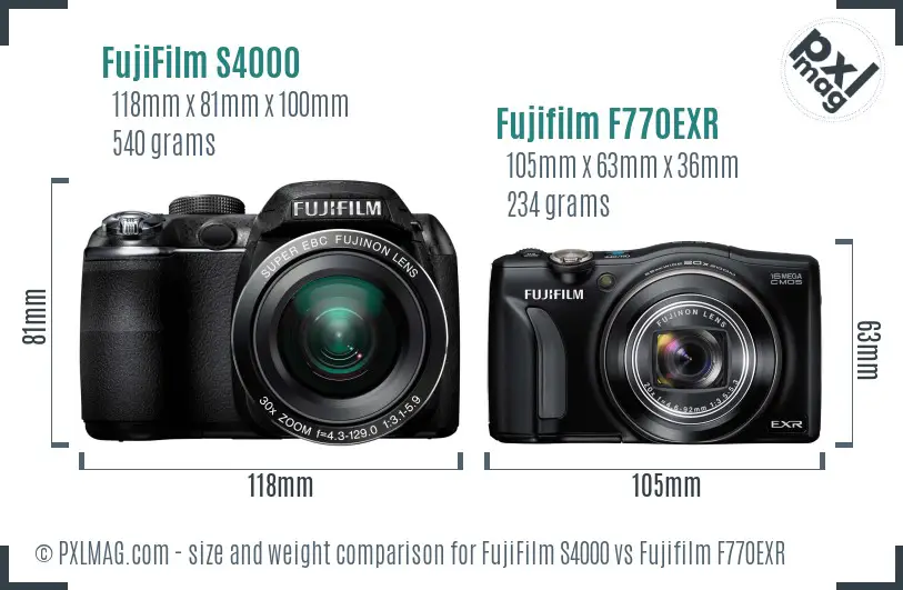 FujiFilm S4000 vs Fujifilm F770EXR size comparison FujiFilm S4000 vs Fujifilm F770EXR size comparison