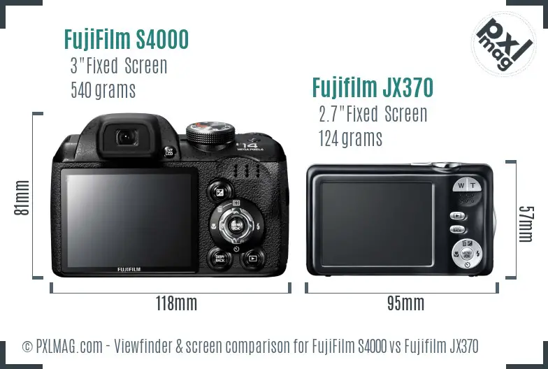 FujiFilm S4000 vs Fujifilm JX370 Screen and Viewfinder comparison