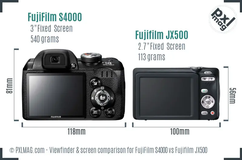 FujiFilm S4000 vs Fujifilm JX500 Screen and Viewfinder comparison FujiFilm S4000 vs Fujifilm JX500 Screen and Viewfinder comparison