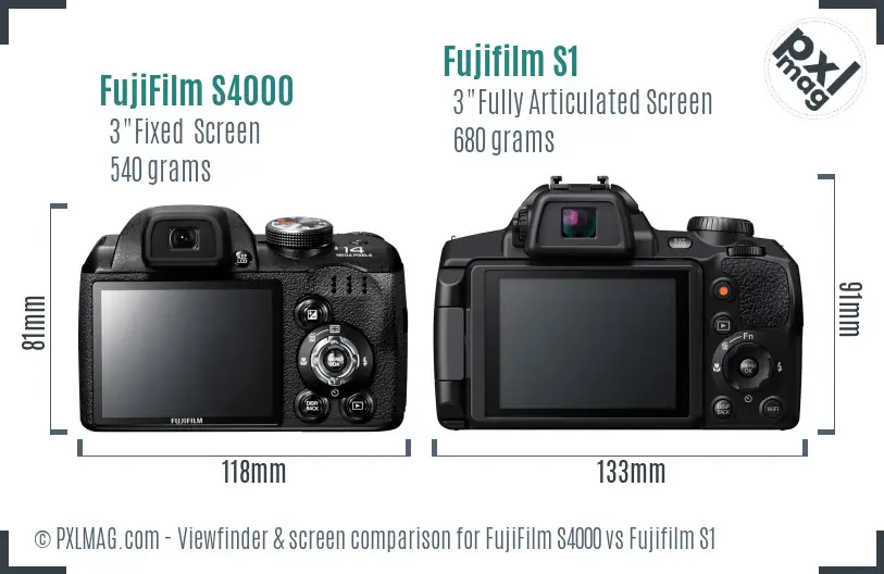 FujiFilm S4000 vs Fujifilm S1 Screen and Viewfinder comparison