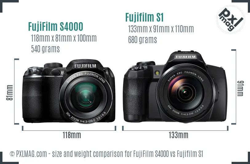 FujiFilm S4000 vs Fujifilm S1 size comparison