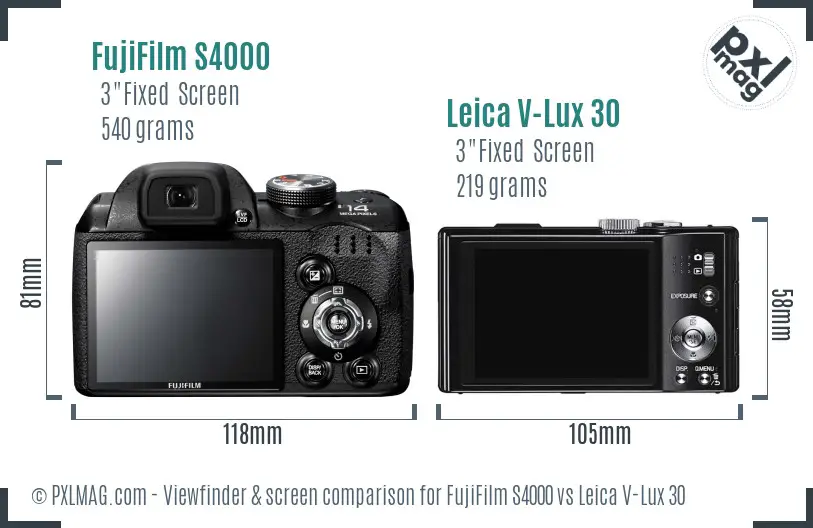 FujiFilm S4000 vs Leica V-Lux 30 Screen and Viewfinder comparison FujiFilm S4000 vs Leica V-Lux 30 Screen and Viewfinder comparison