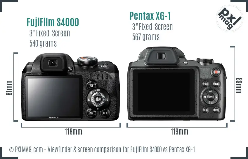 FujiFilm S4000 vs Pentax XG-1 Screen and Viewfinder comparison