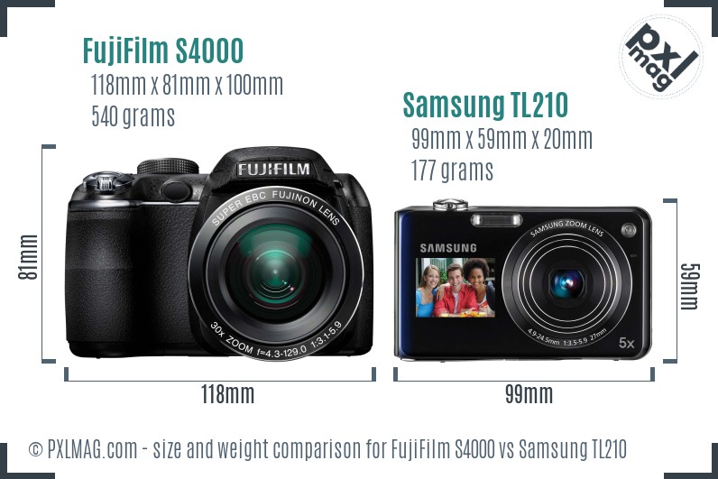 FujiFilm S4000 vs Samsung TL210 size comparison FujiFilm S4000 vs Samsung TL210 size comparison