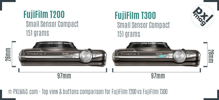 FujiFilm T200 vs FujiFilm T300 top view buttons comparison
