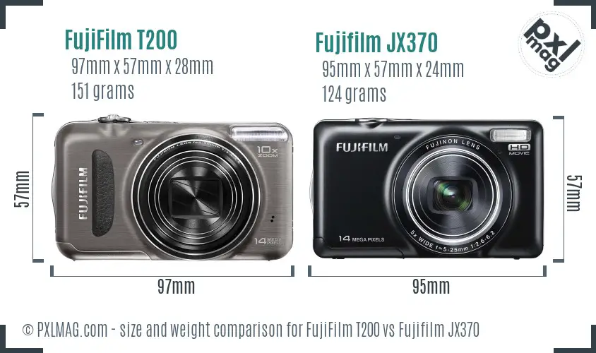 FujiFilm T200 vs Fujifilm JX370 size comparison