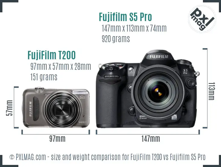 FujiFilm T200 vs Fujifilm S5 Pro size comparison FujiFilm T200 vs Fujifilm S5 Pro size comparison