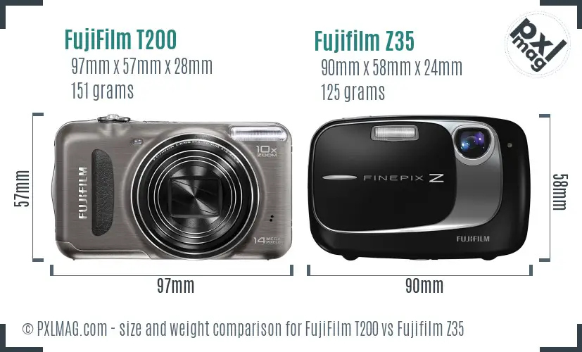 FujiFilm T200 vs Fujifilm Z35 size comparison