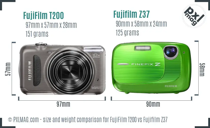 FujiFilm T200 vs Fujifilm Z37 size comparison FujiFilm T200 vs Fujifilm Z37 size comparison