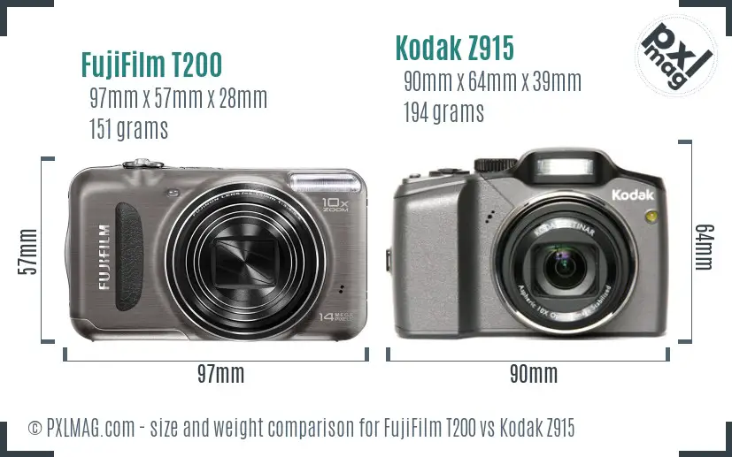 FujiFilm T200 vs Kodak Z915 size comparison FujiFilm T200 vs Kodak Z915 size comparison