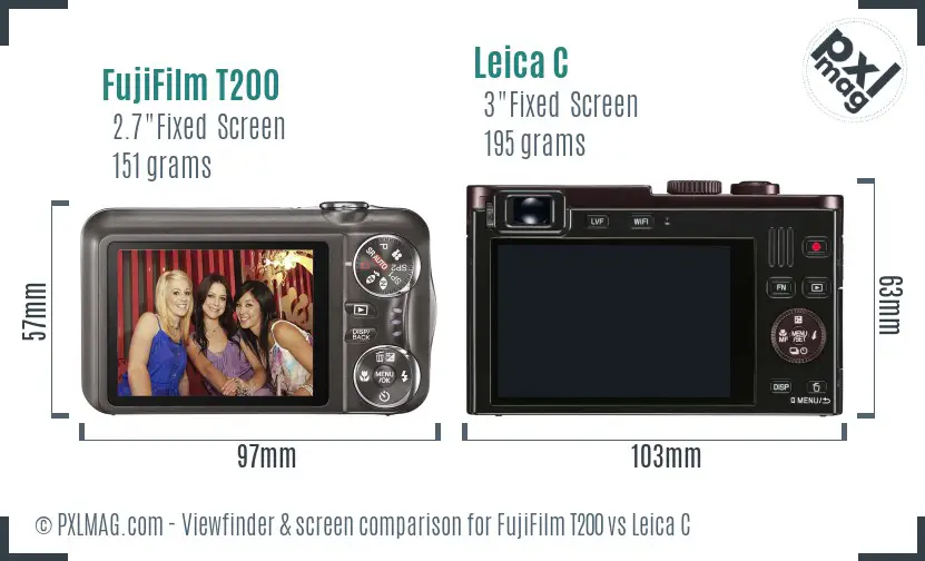 FujiFilm T200 vs Leica C Screen and Viewfinder comparison
