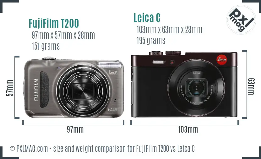 FujiFilm T200 vs Leica C size comparison