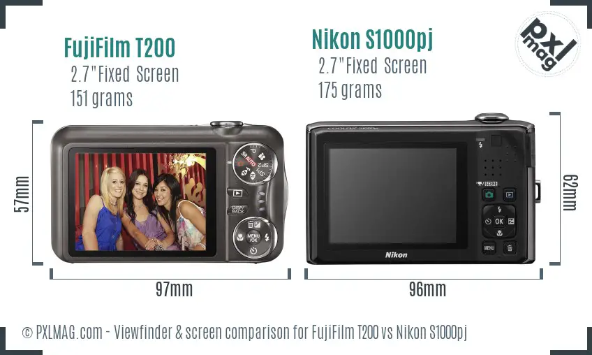 FujiFilm T200 vs Nikon S1000pj Screen and Viewfinder comparison FujiFilm T200 vs Nikon S1000pj Screen and Viewfinder comparison