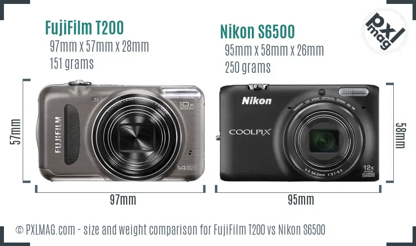 FujiFilm T200 vs Nikon S6500 size comparison FujiFilm T200 vs Nikon S6500 size comparison