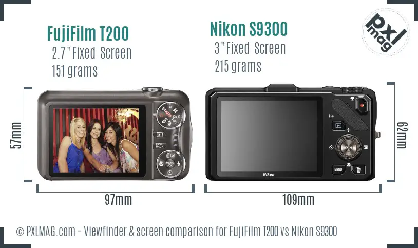 FujiFilm T200 vs Nikon S9300 Screen and Viewfinder comparison FujiFilm T200 vs Nikon S9300 Screen and Viewfinder comparison