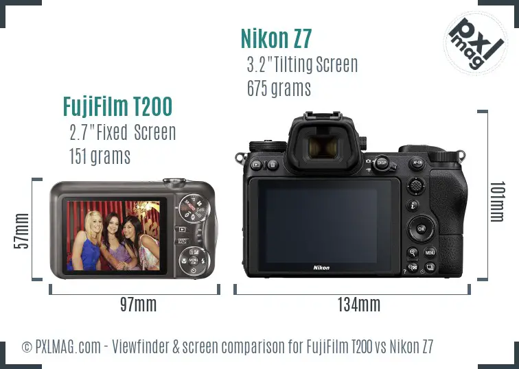 FujiFilm T200 vs Nikon Z7 Screen and Viewfinder comparison