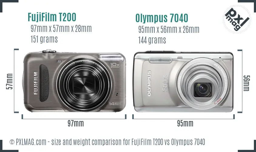 FujiFilm T200 vs Olympus 7040 size comparison