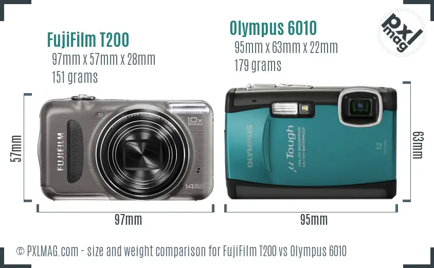 FujiFilm T200 vs Olympus 6010 size comparison