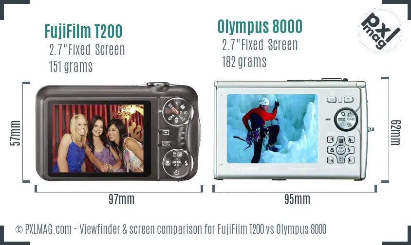 FujiFilm T200 vs Olympus 8000 Screen and Viewfinder comparison FujiFilm T200 vs Olympus 8000 Screen and Viewfinder comparison