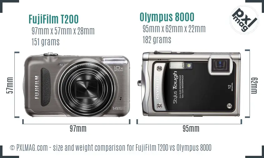 FujiFilm T200 vs Olympus 8000 size comparison FujiFilm T200 vs Olympus 8000 size comparison