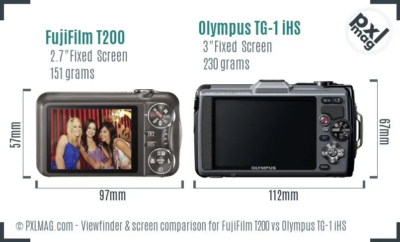 FujiFilm T200 vs Olympus TG-1 iHS Screen and Viewfinder comparison