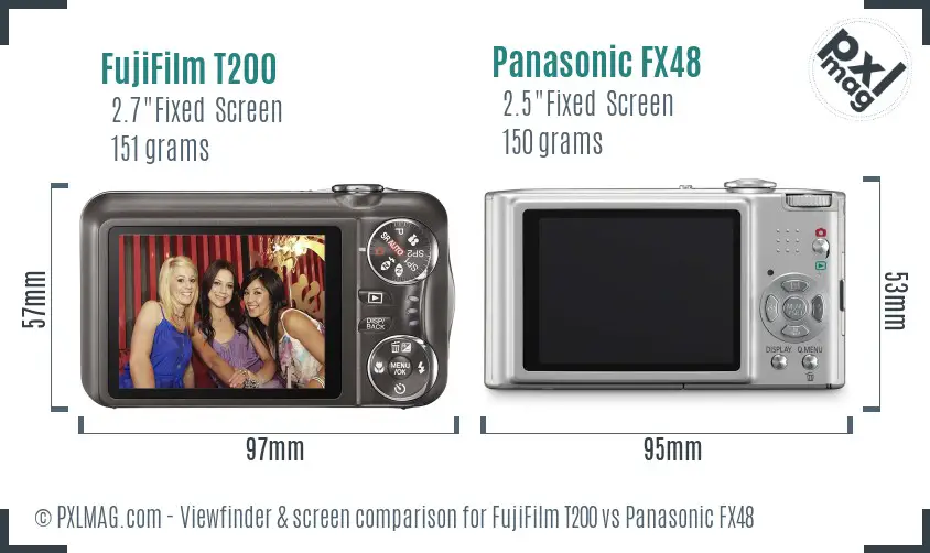 FujiFilm T200 vs Panasonic FX48 Screen and Viewfinder comparison FujiFilm T200 vs Panasonic FX48 Screen and Viewfinder comparison