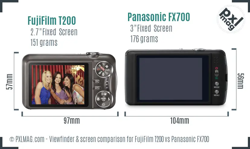 FujiFilm T200 vs Panasonic FX700 Screen and Viewfinder comparison FujiFilm T200 vs Panasonic FX700 Screen and Viewfinder comparison