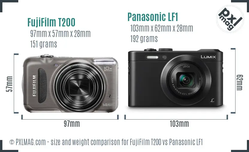 FujiFilm T200 vs Panasonic LF1 size comparison