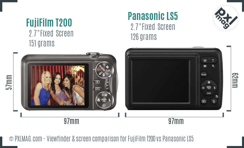 FujiFilm T200 vs Panasonic LS5 Screen and Viewfinder comparison