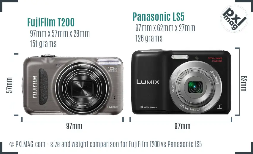 FujiFilm T200 vs Panasonic LS5 size comparison