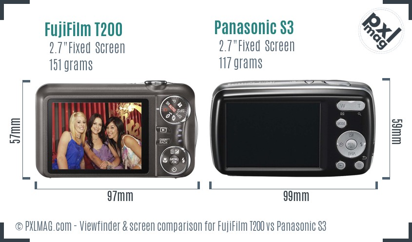 FujiFilm T200 vs Panasonic S3 Screen and Viewfinder comparison