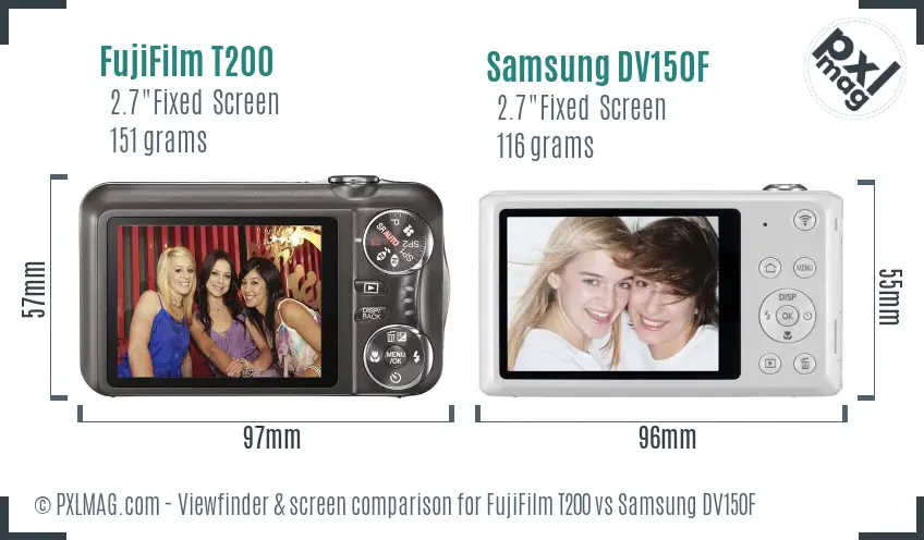 FujiFilm T200 vs Samsung DV150F Screen and Viewfinder comparison FujiFilm T200 vs Samsung DV150F Screen and Viewfinder comparison