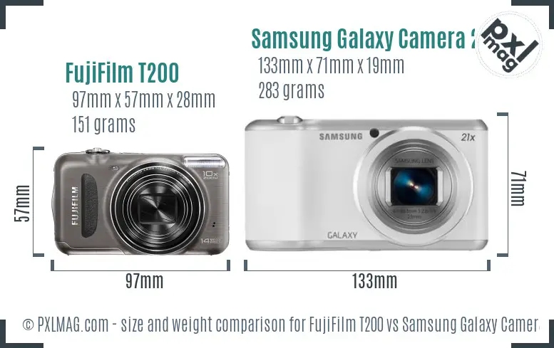 FujiFilm T200 vs Samsung Galaxy Camera 2 size comparison FujiFilm T200 vs Samsung Galaxy Camera 2 size comparison