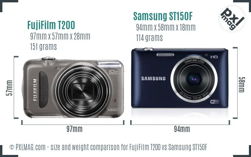 FujiFilm T200 vs Samsung ST150F size comparison FujiFilm T200 vs Samsung ST150F size comparison