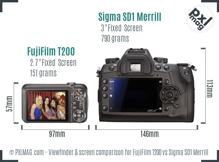 FujiFilm T200 vs Sigma SD1 Merrill Screen and Viewfinder comparison FujiFilm T200 vs Sigma SD1 Merrill Screen and Viewfinder comparison
