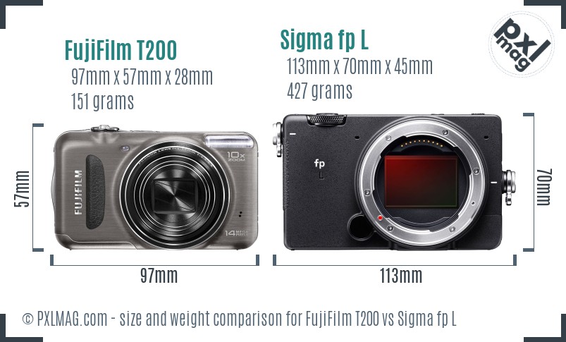 FujiFilm T200 vs Sigma fp L size comparison FujiFilm T200 vs Sigma fp L size comparison